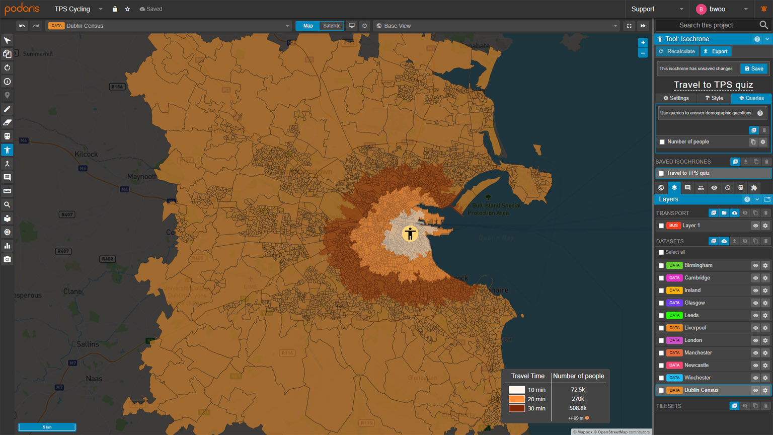 Isochrone analysis