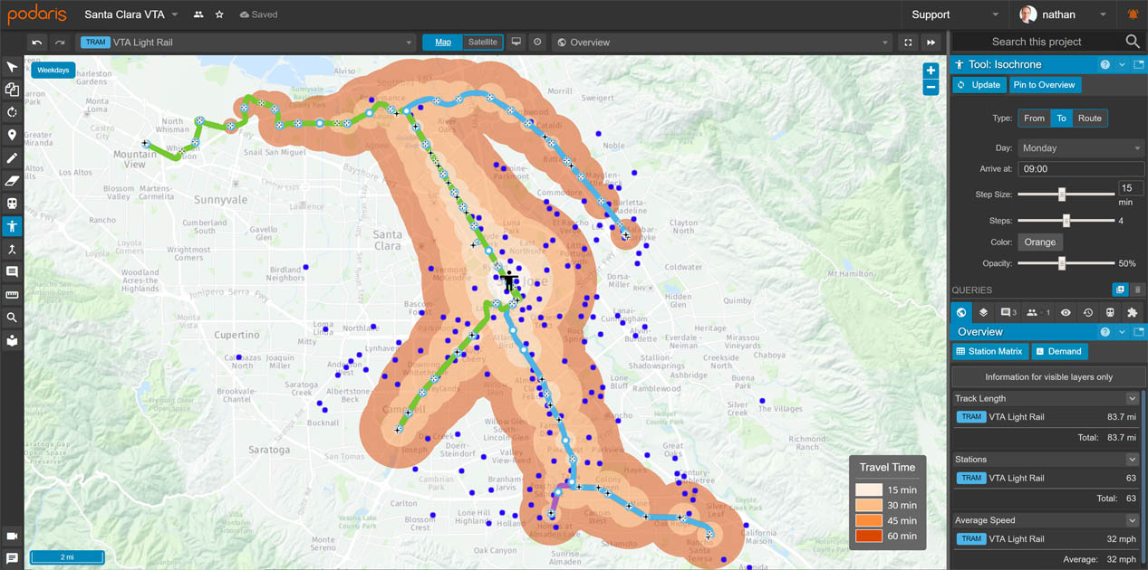 San Jose isochrone