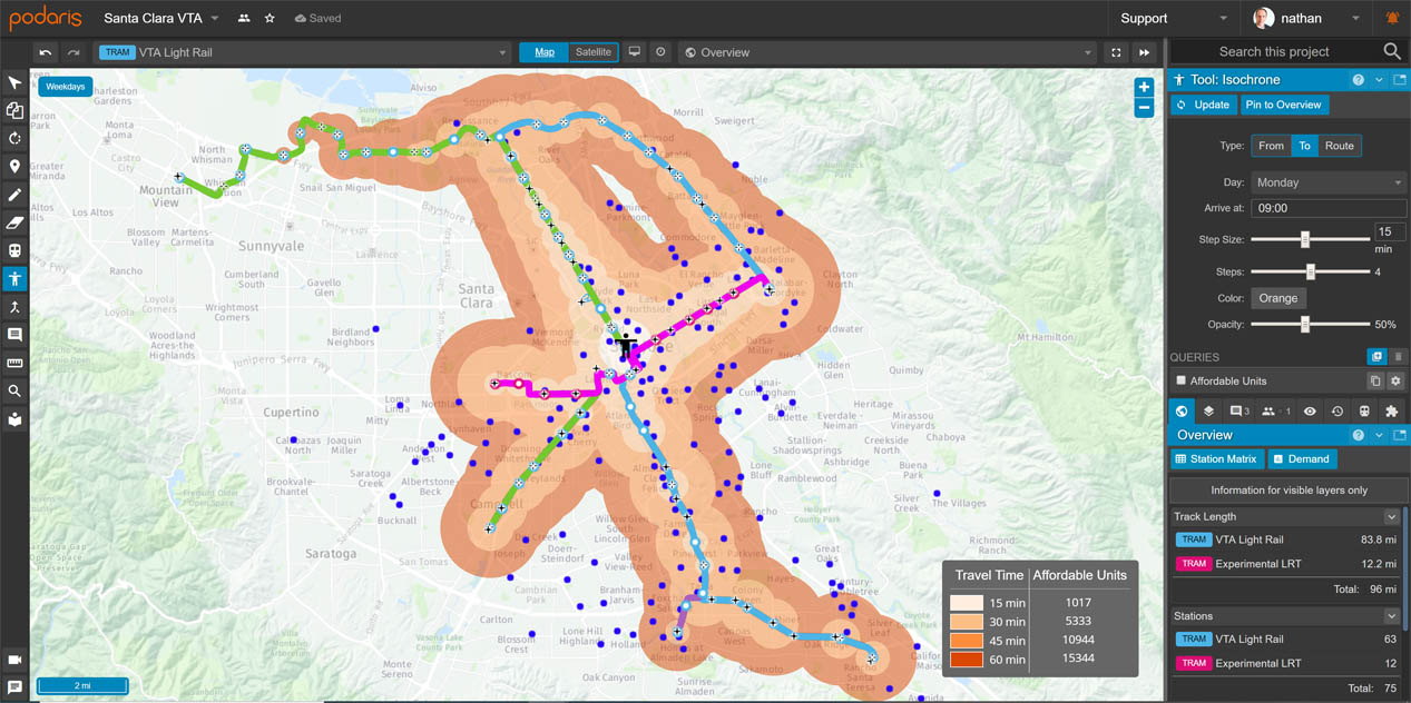 New route with isochrone