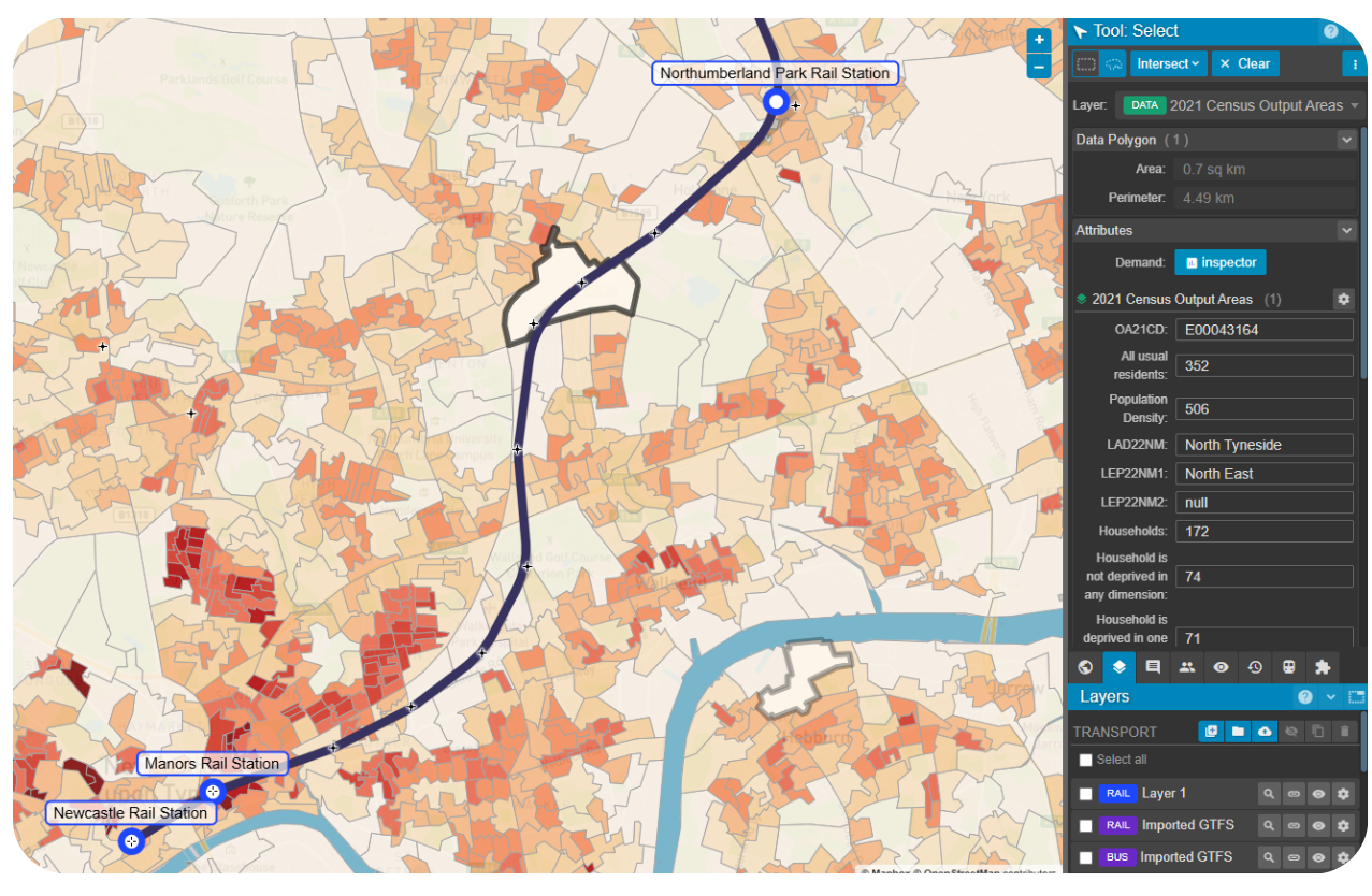 Demographic data along the alignment