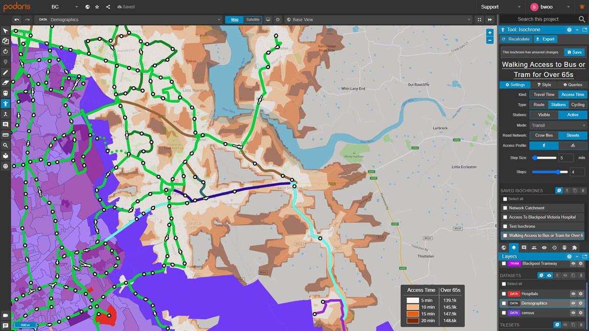 Exploring population and transit access in Podaris